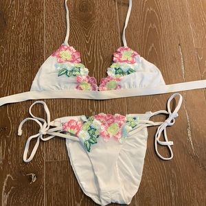 White Floral Beach Bunny Bikini